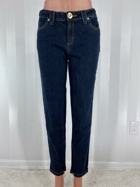 Metro 7 Dark Wash Tapered Ankle Jeans Inner Zip Stretch Y2K Sz 4